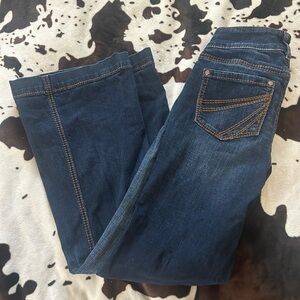 Shyanne Dark Wash Mid Rise Trouser Riding Jeans (25- XShort)